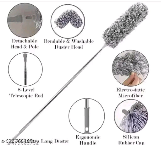 Microfiber Feather Duster Bendable & Extendable Fan Cleaning Duster