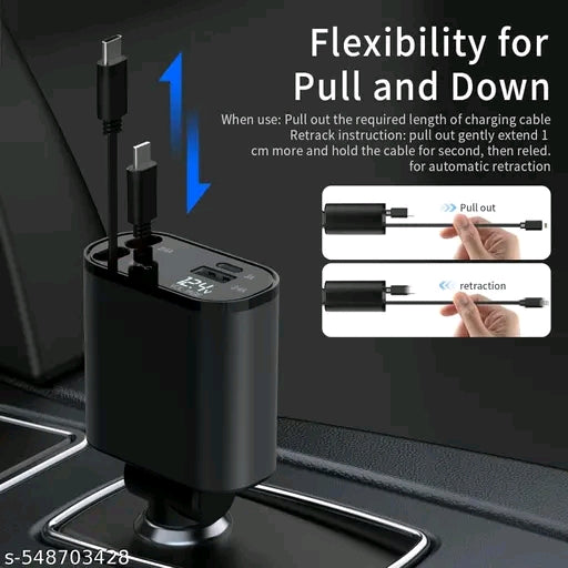 100W 4-in-1 Retractable Car Charger